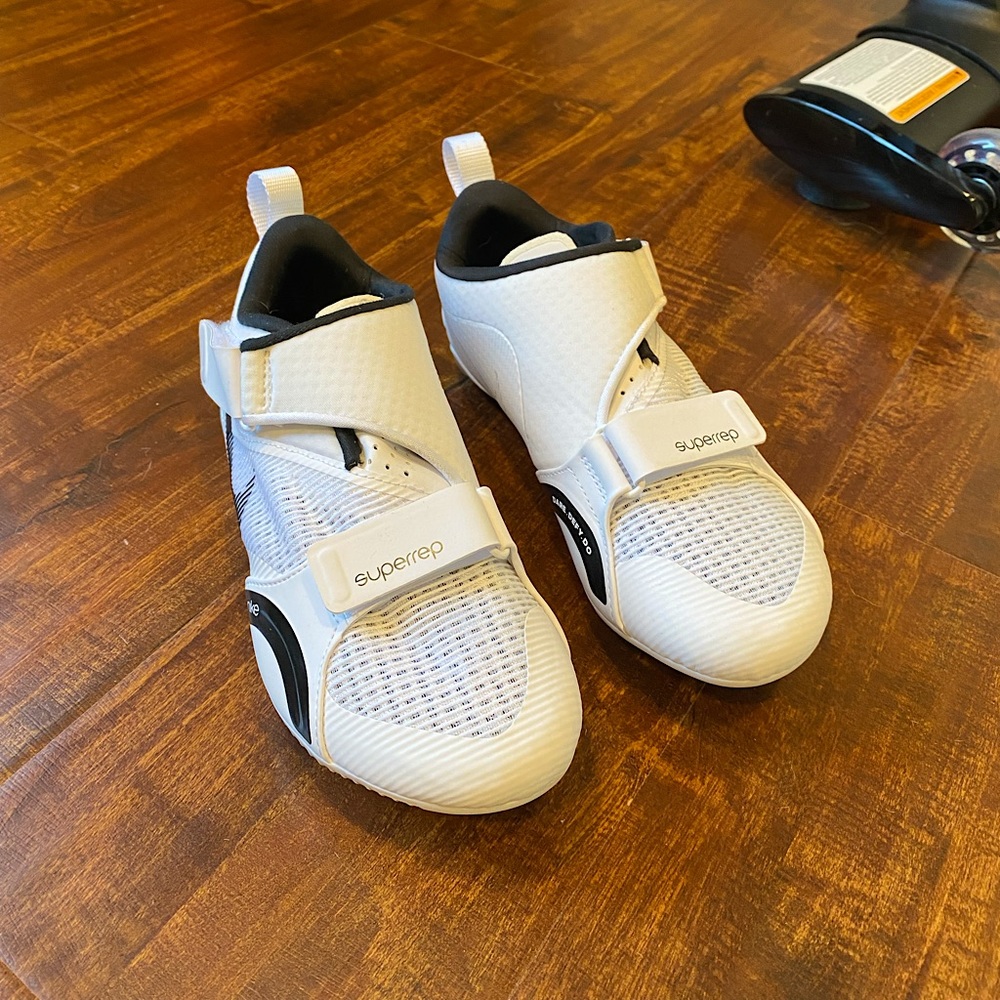 Nike Women's SuperRep Indoor Cycling Shoes in White, comes with cleats